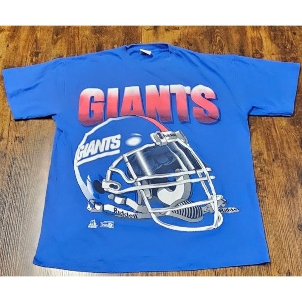 Vintage 90s Riddell New York Giants Helmet Logo Blue NFL Shirt XL 1994